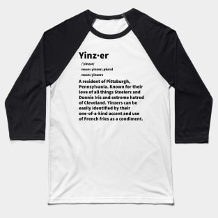 Yinzer - black text Baseball T-Shirt